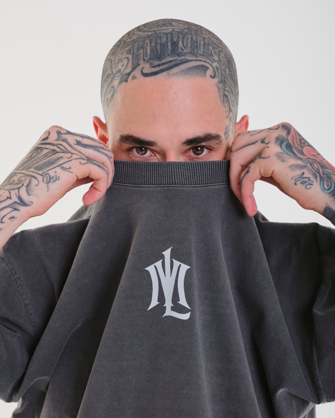 T-Shirt Oversized Printed ML - Gray Washed