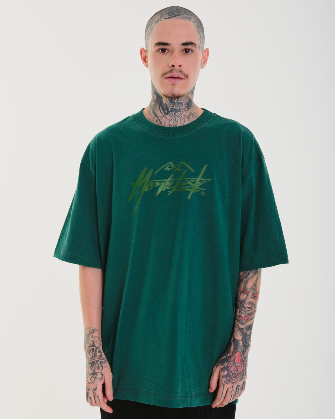 T-Shirt Oversized Printed Mountain - Green