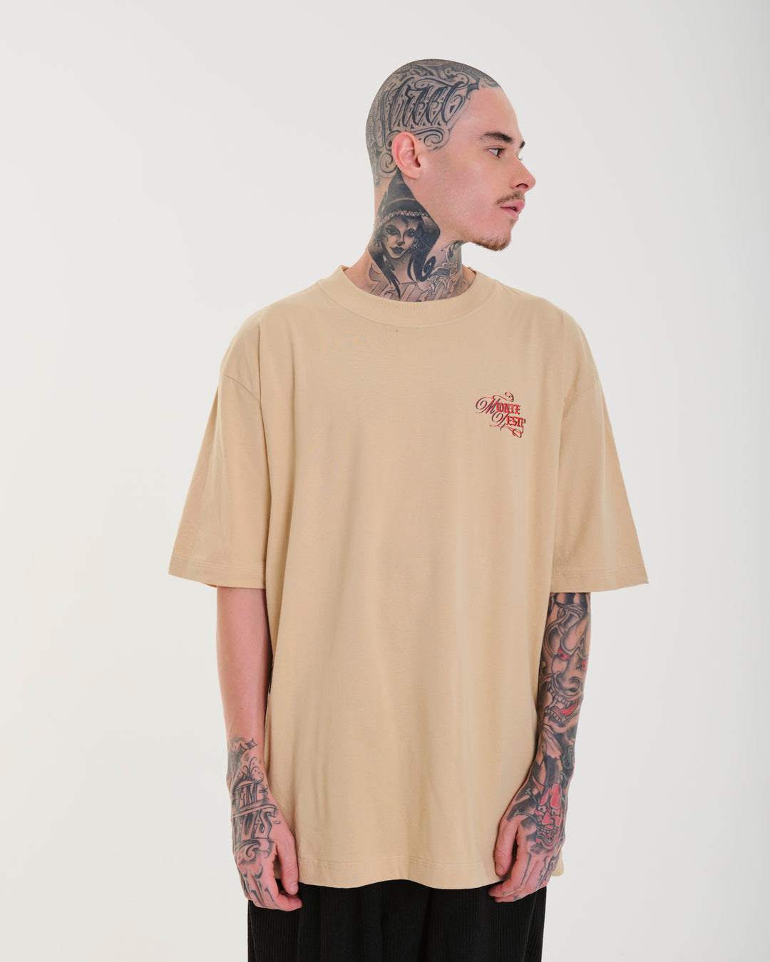 T-Shirt Oversized Printed Face - Sand