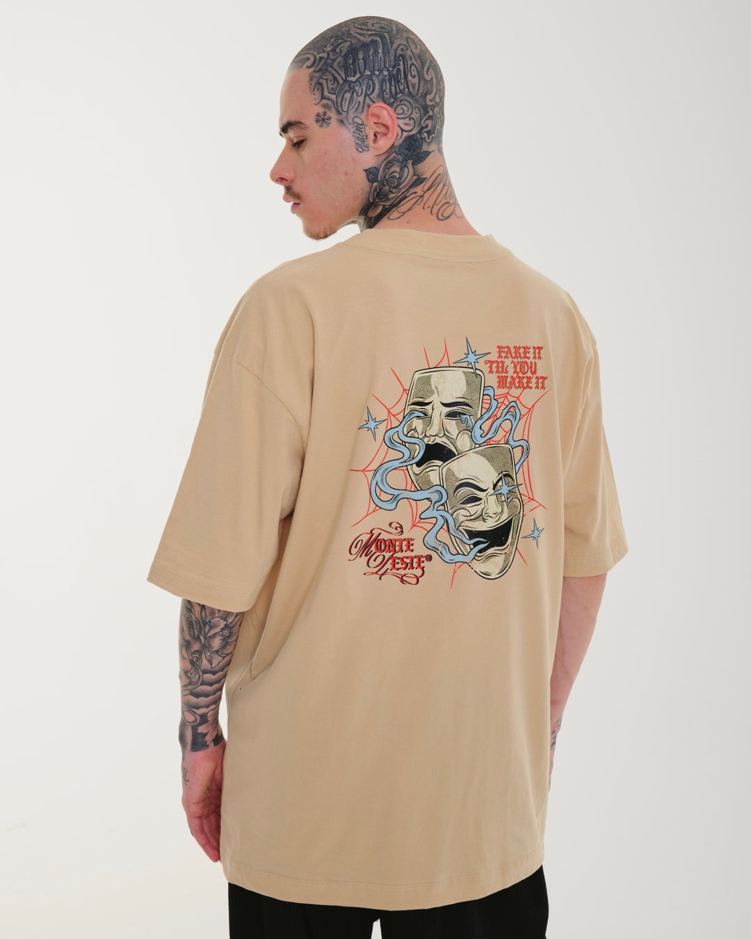 T-Shirt Oversized Printed Face - Sand