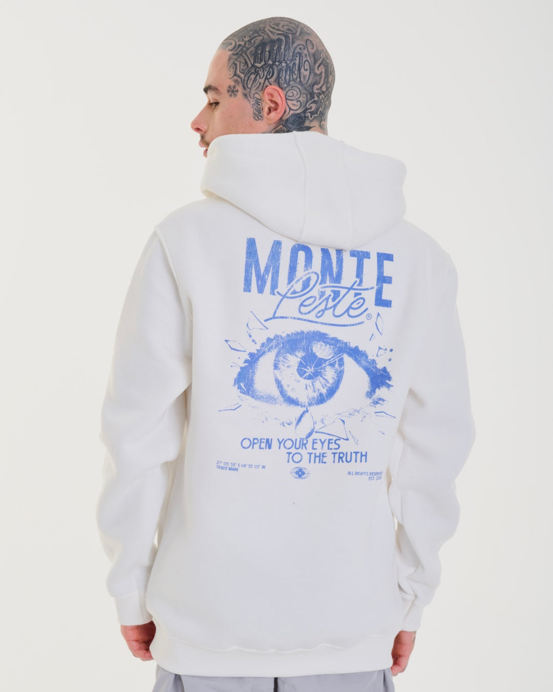 Sweatshirt Kangaroo Hooded - Eyes Off White