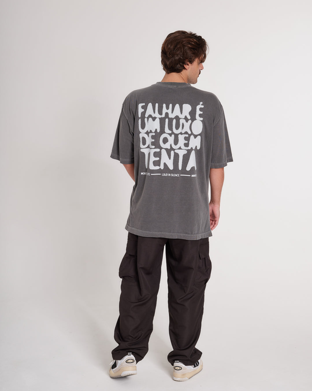 T-Shirt Oversized Printed Tenta - Gray Washed