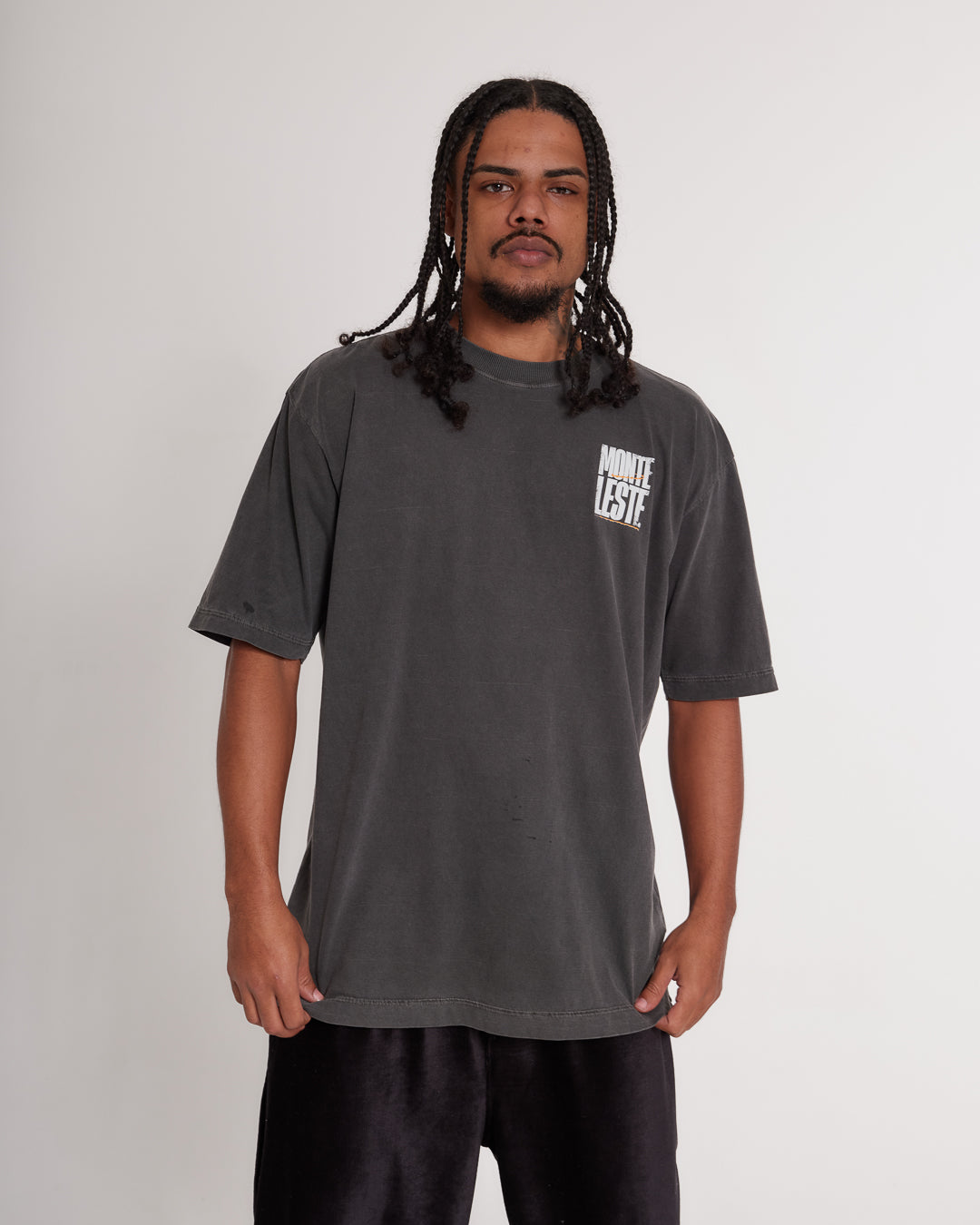 T-Shirt Oversized Printed Tijolo - Gray Washed