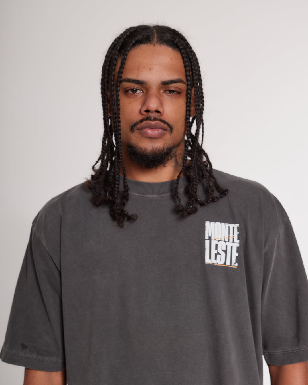 T-Shirt Oversized Printed Tijolo - Gray Washed