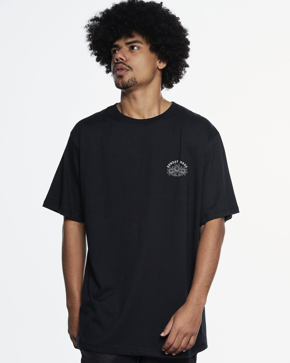 Printed Regular T-Shirt - Flowers Black