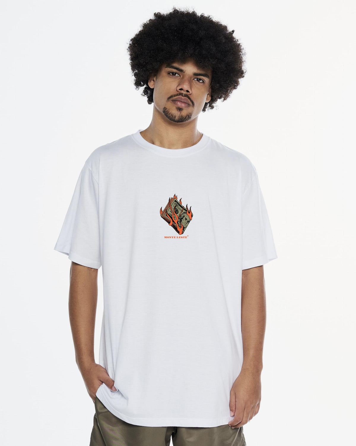 Printed Regular T-Shirt - Fire Money White