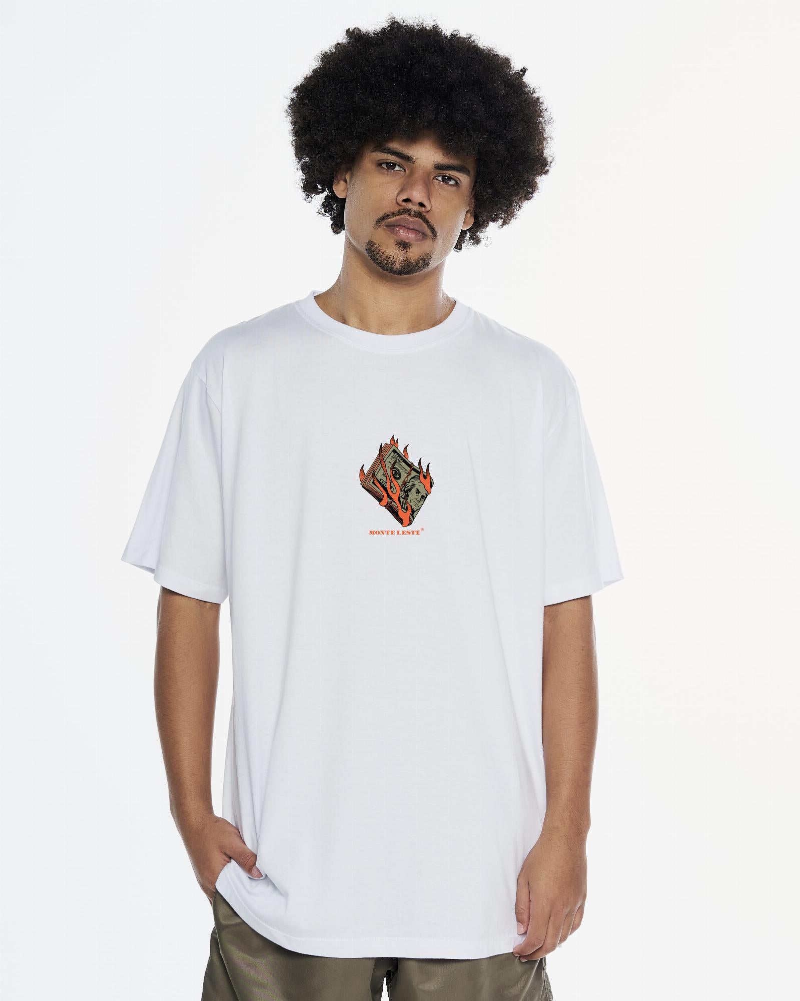 T-Shirt Regular Printed - Fire Money White