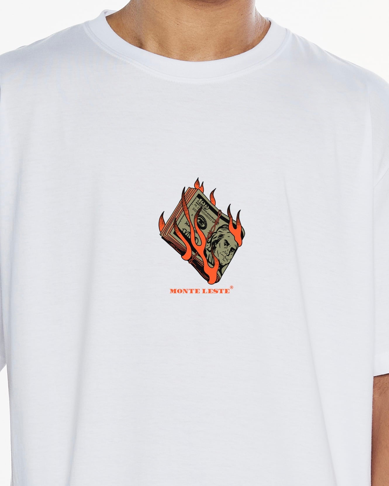 T-Shirt Regular Printed - Fire Money White