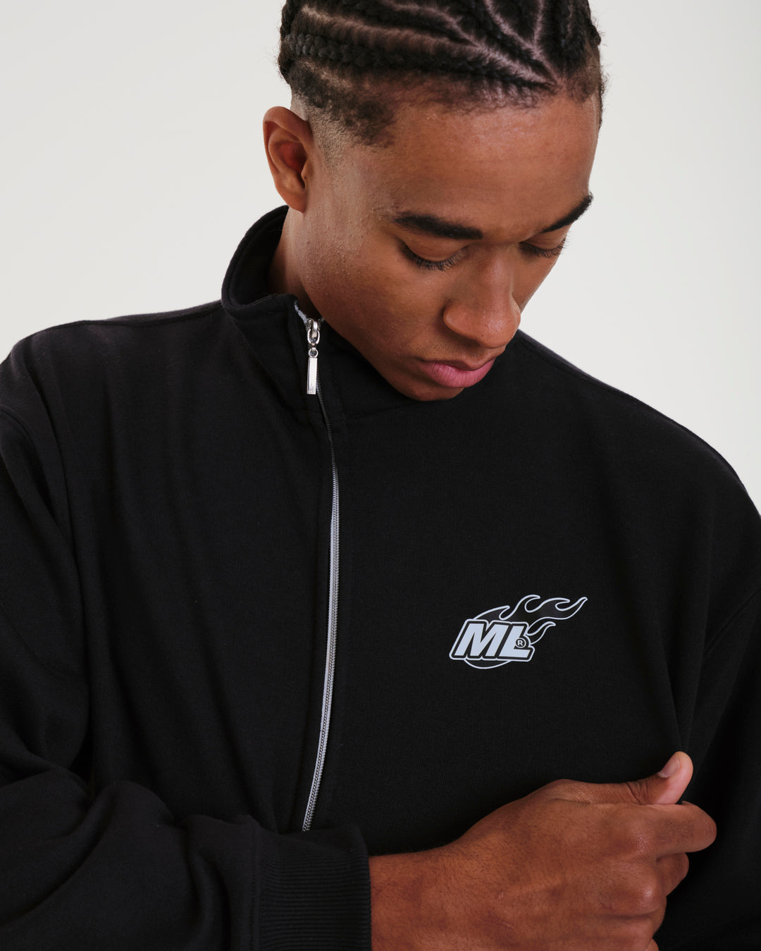 High Collar Sweatshirt - Fuego Black
