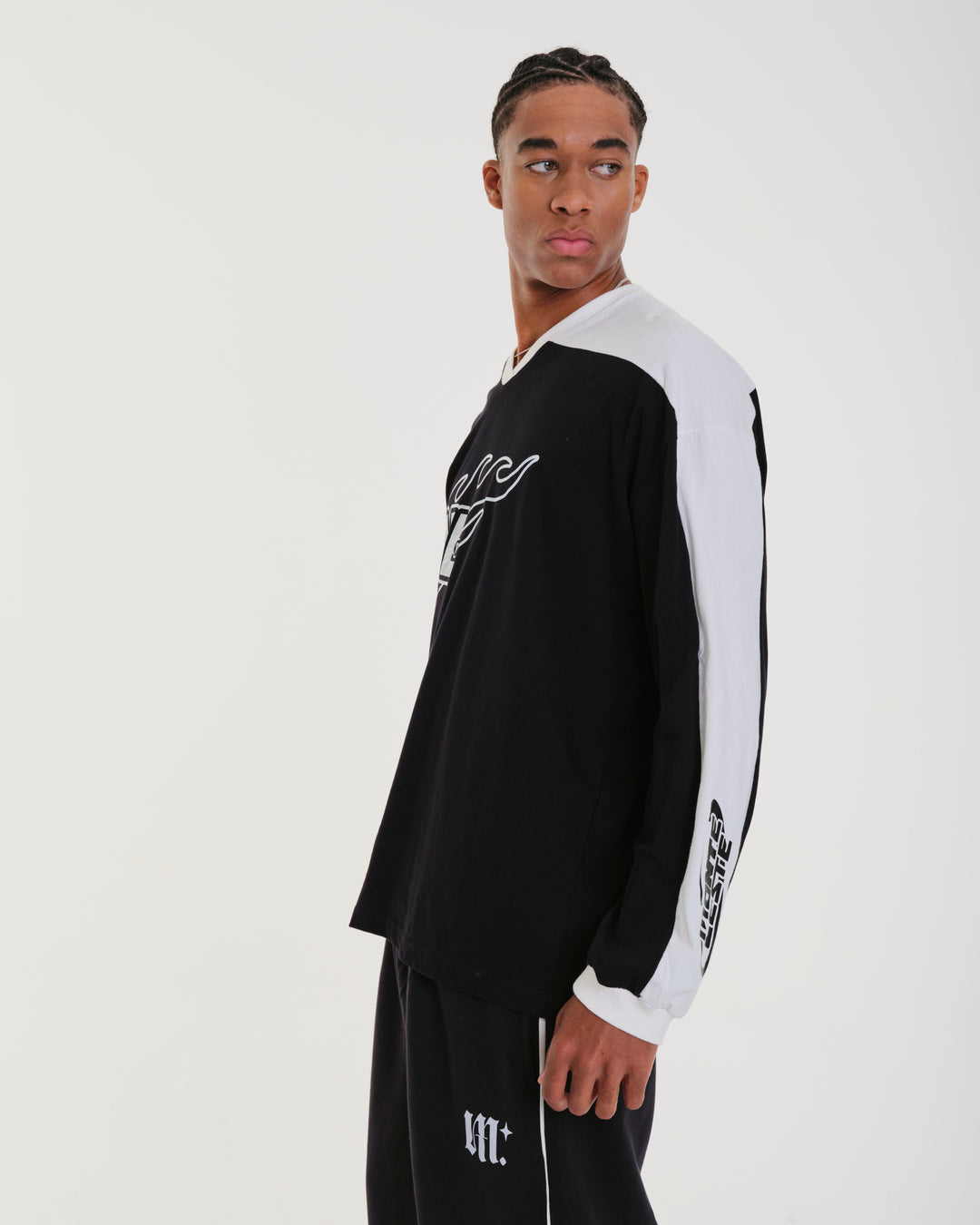 Oversized Long Sleeve Jersey T-Shirt - Flat Black