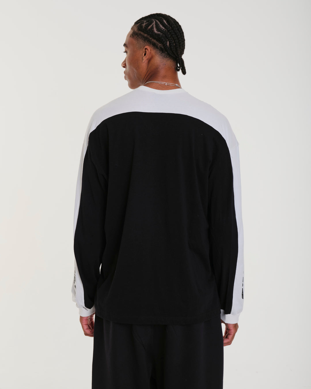 Oversized Long Sleeve Jersey T-Shirt - BR Black