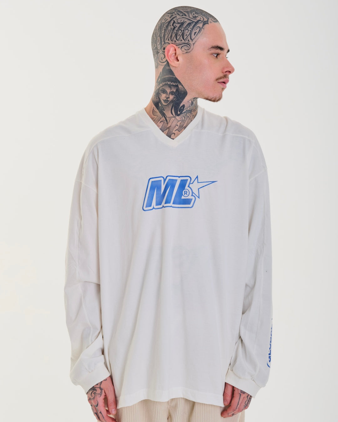 Oversized Long Sleeve Jersey T-Shirt - Hydro Off White