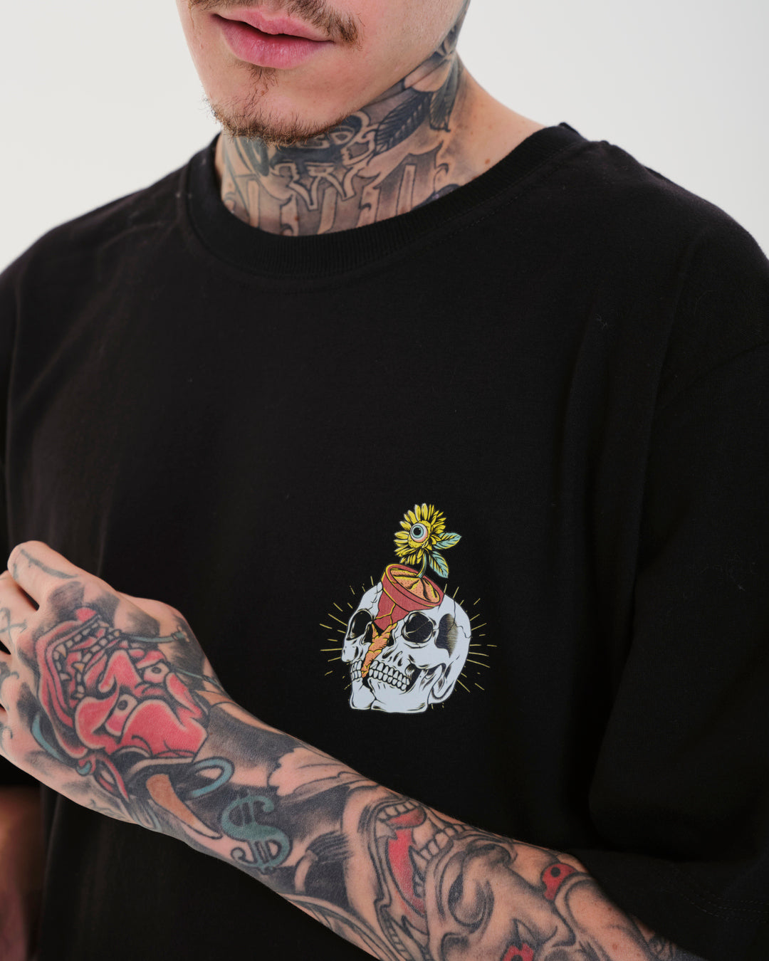 Printed Regular T-Shirt - Face Black
