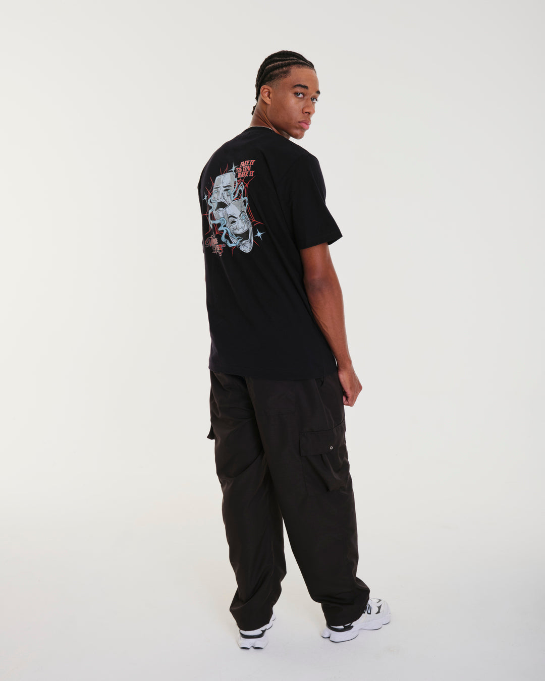 Printed Regular T-Shirt - Face Black