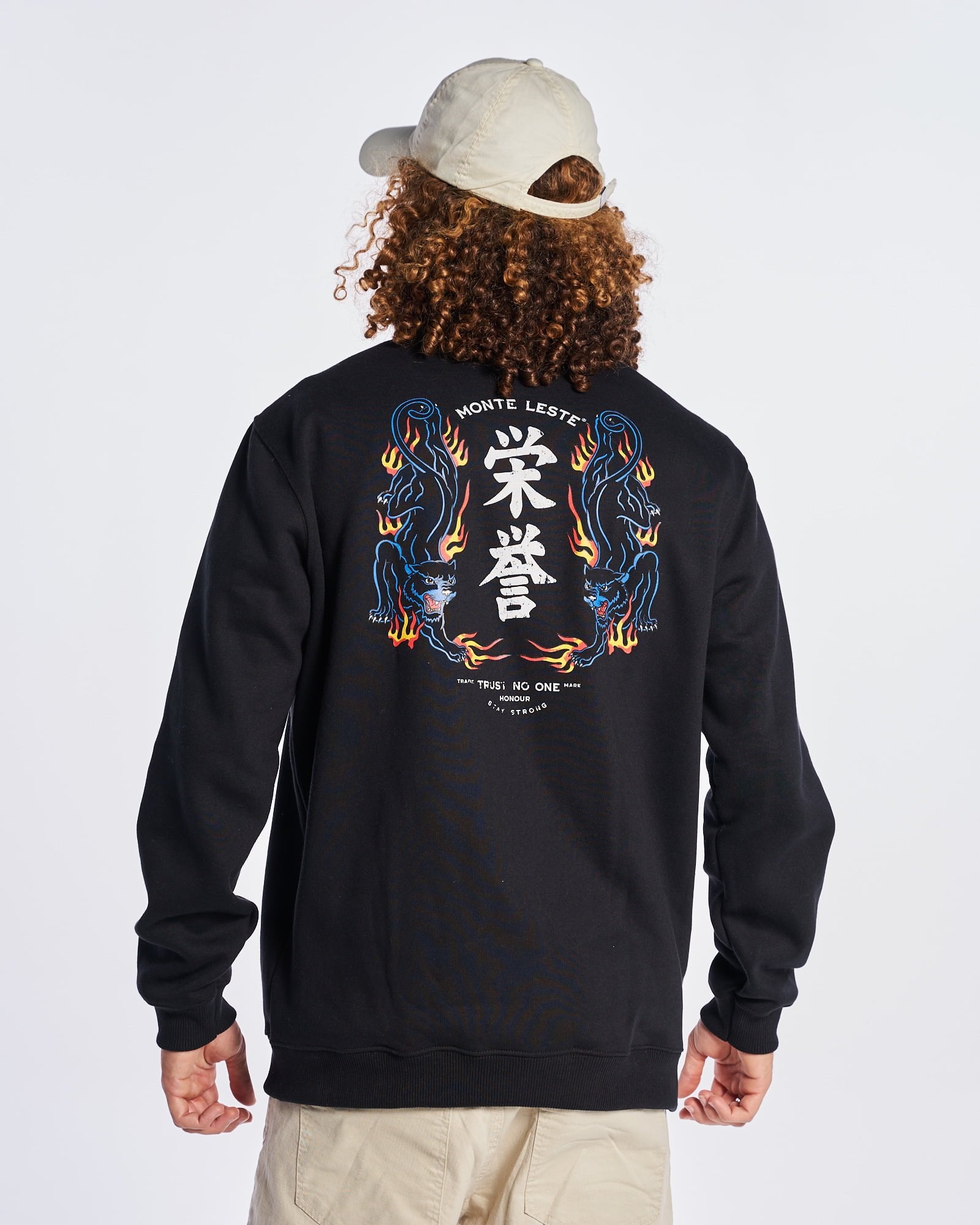 Pullover Sweatshirt Crew Neck - Fire Tiger Black
