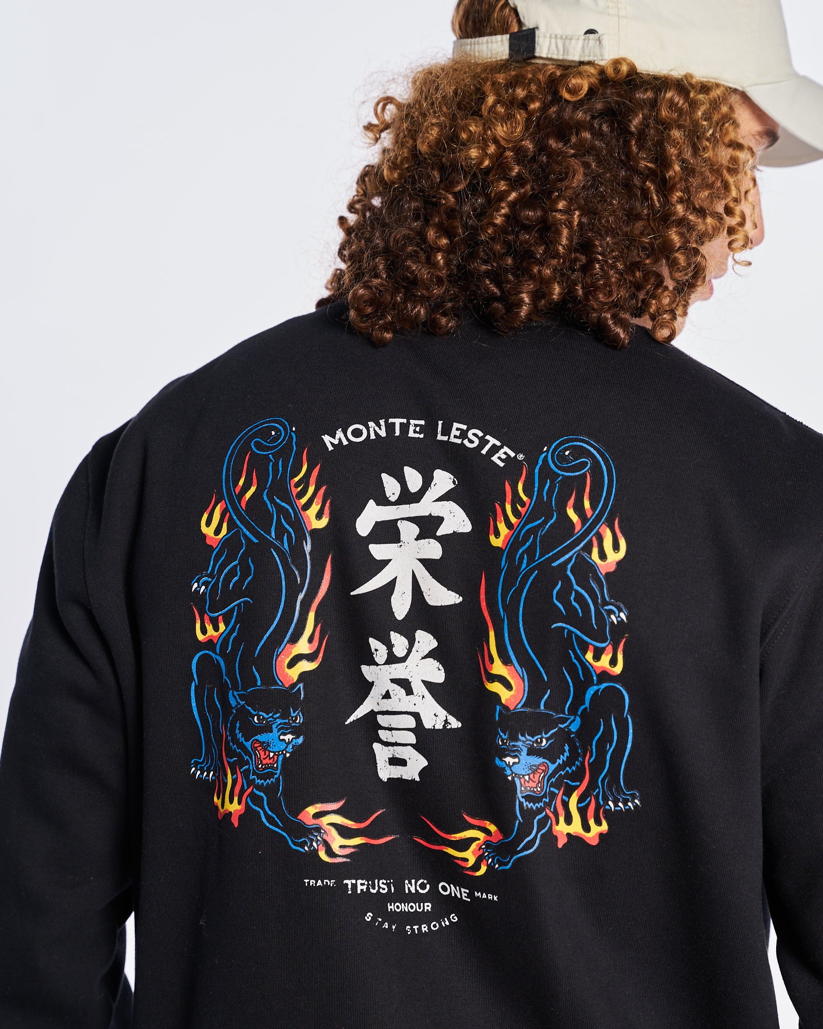 Pullover Sweatshirt Crew Neck - Fire Tiger Black