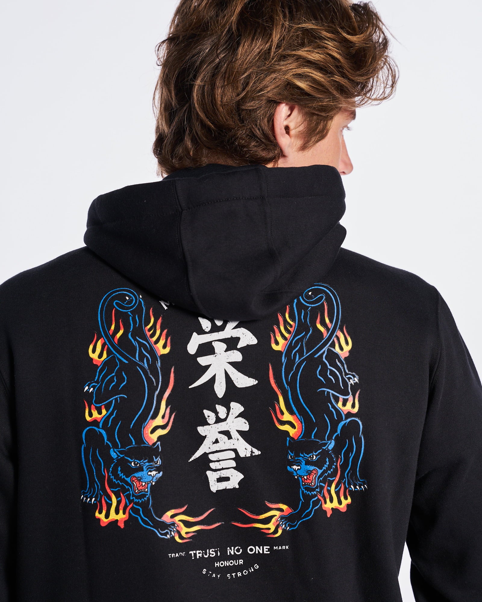 Sweatshirt Kangaroo Hooded - Fire Tiger Black