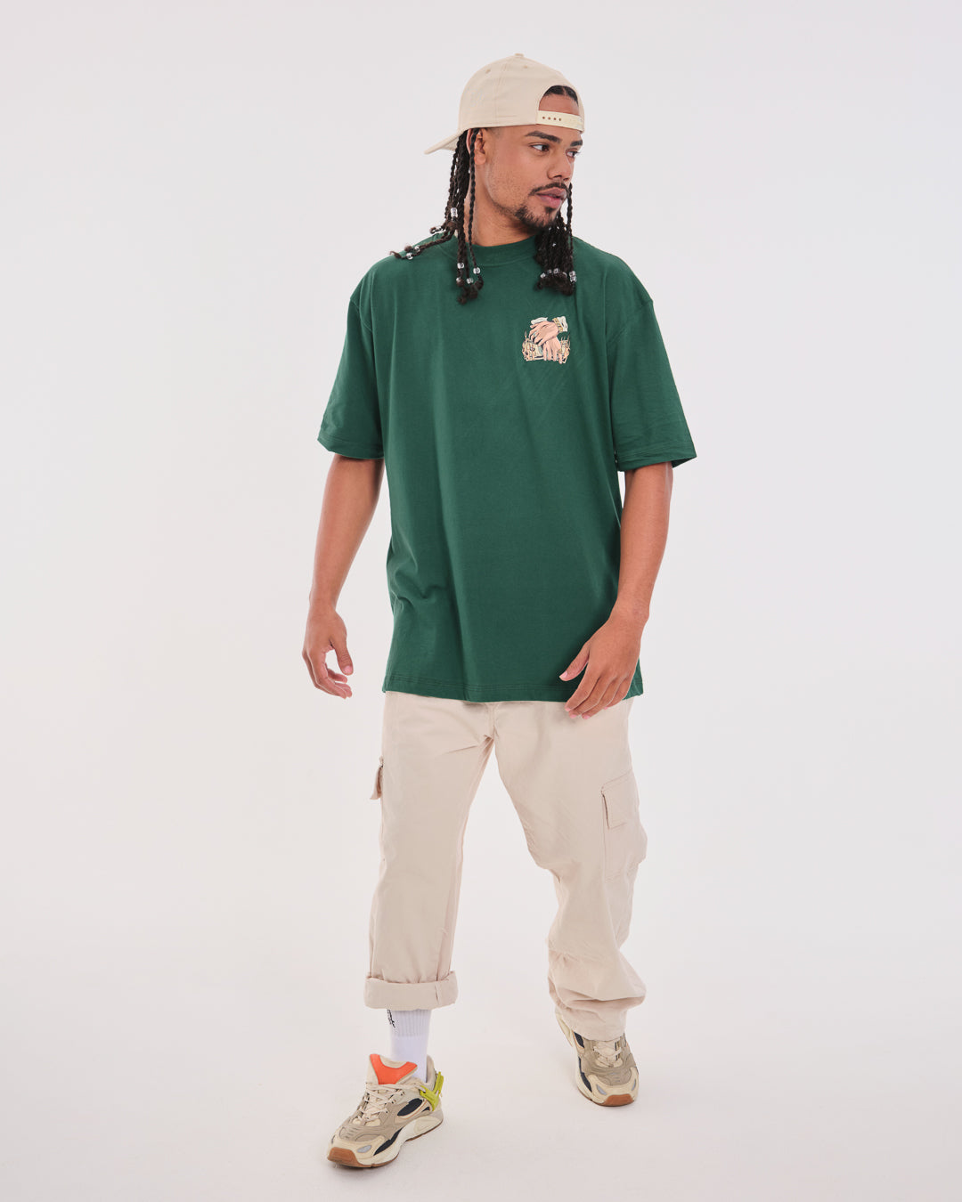T-Shirt Oversized Printed Never - Green Forest