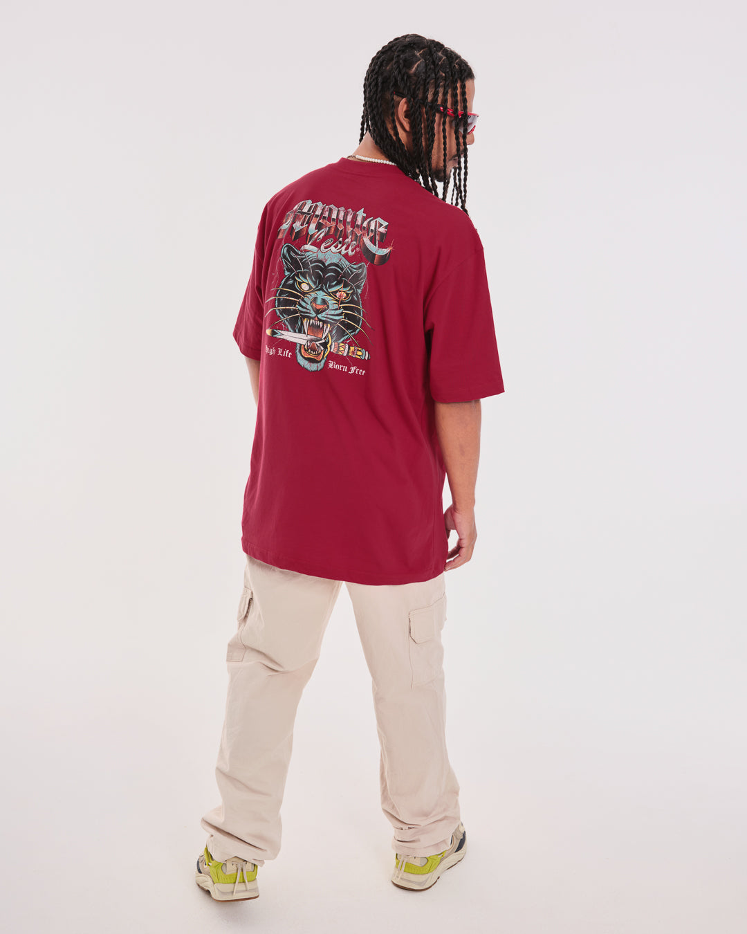 T-Shirt Oversized Printed Born Free - Red