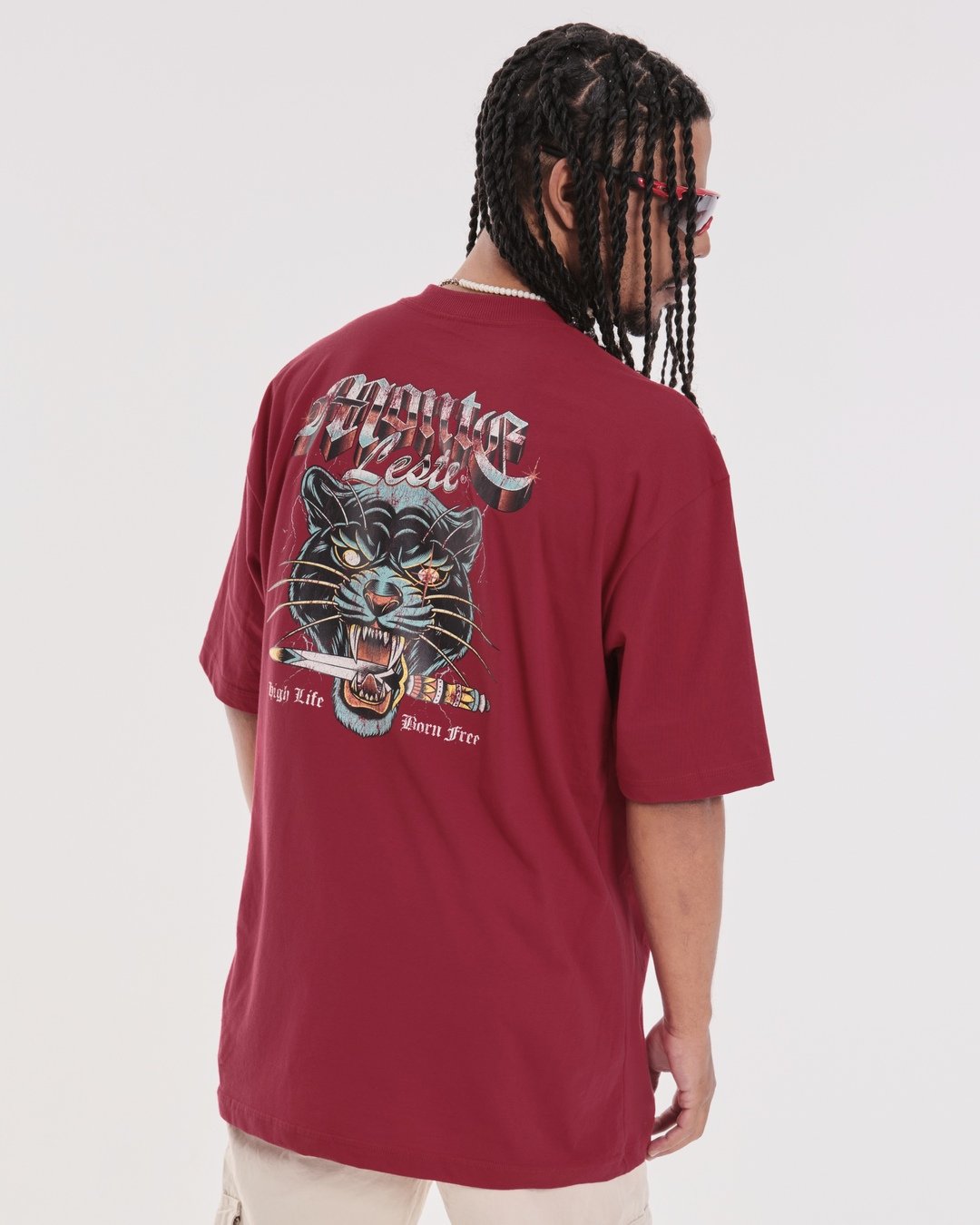 T-Shirt Oversized Printed Born Free - Red