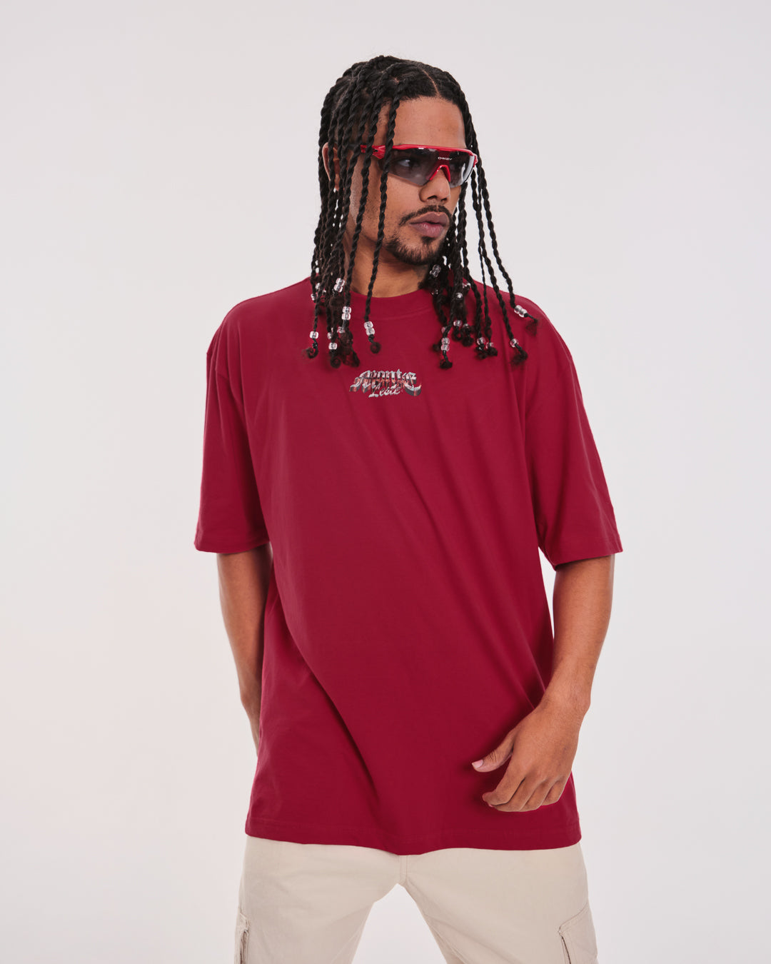 T-Shirt Oversized Printed Born Free - Red