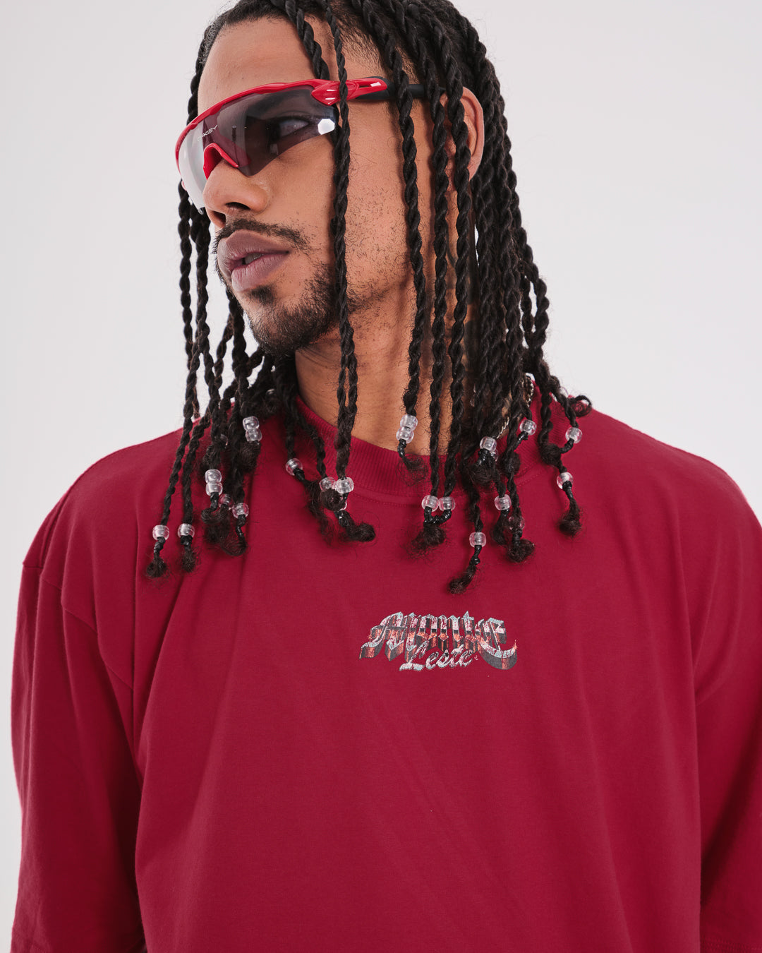 T-Shirt Oversized Printed Born Free - Red