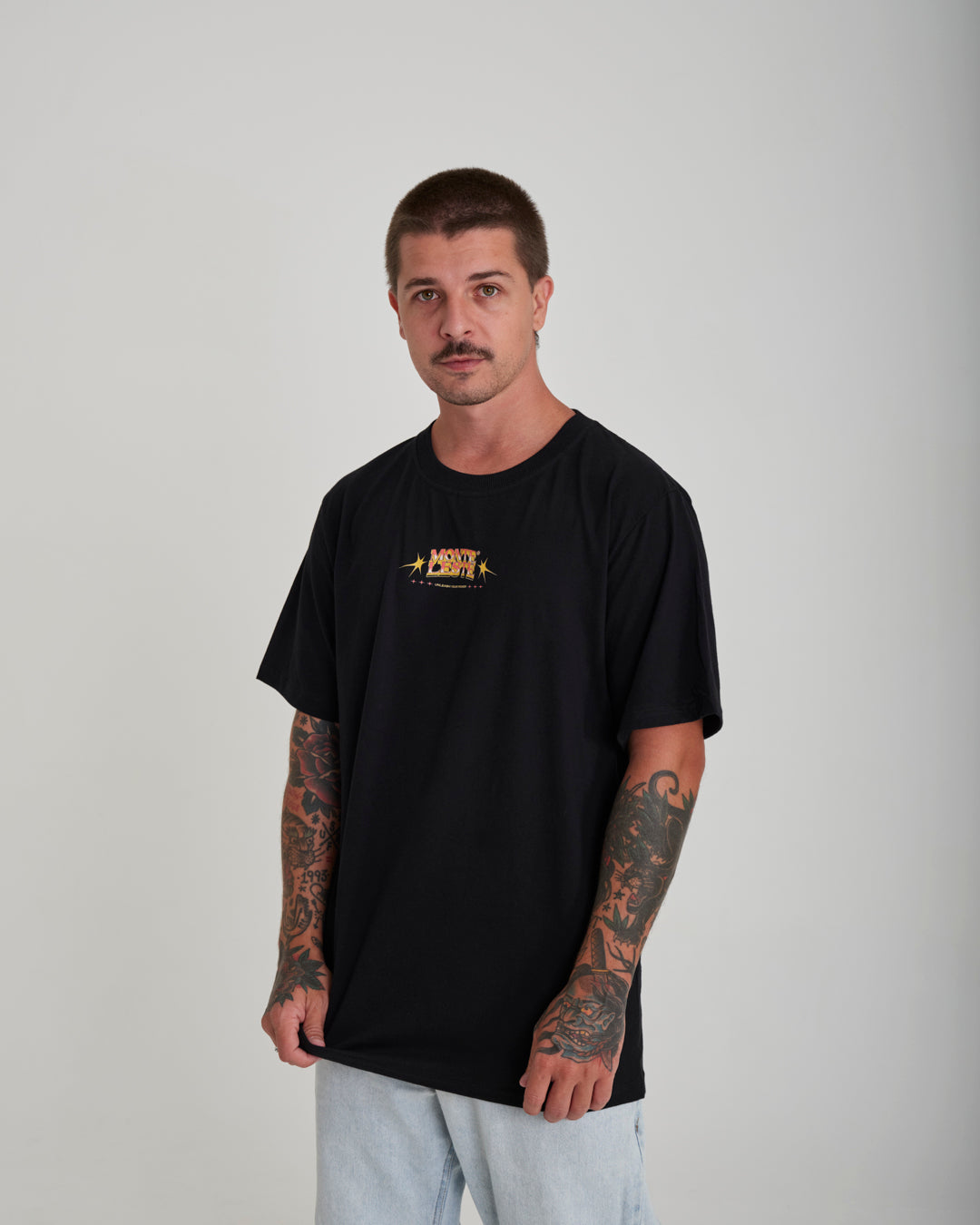 T-Shirt Oversized Printed Fearless - Black
