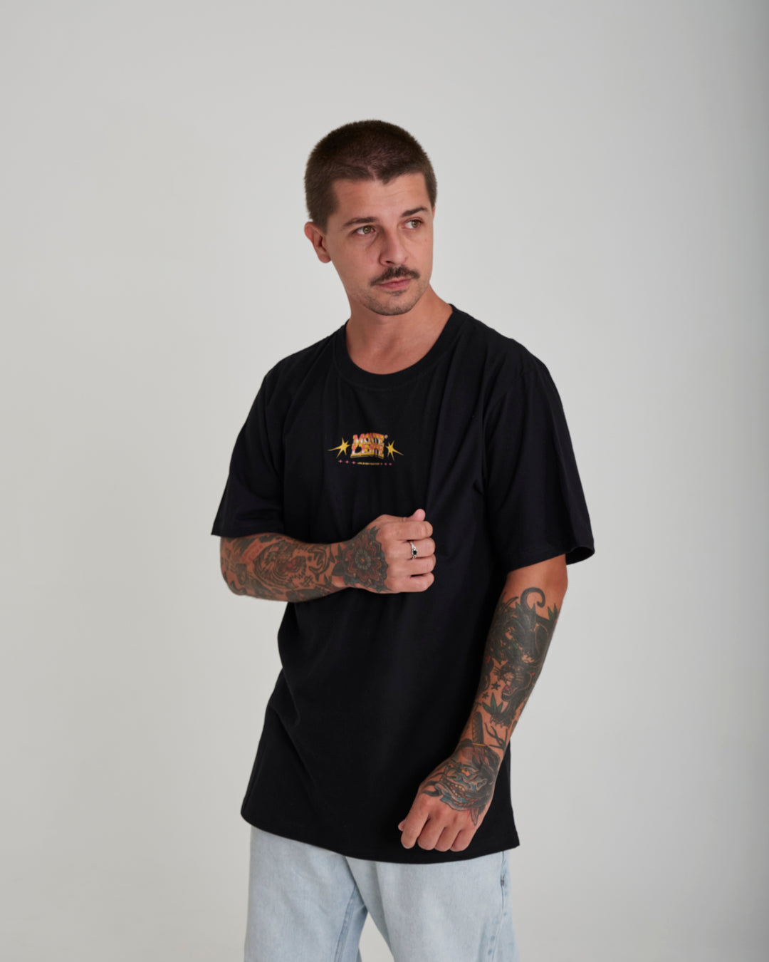 T-Shirt Oversized Printed Fearless - Black