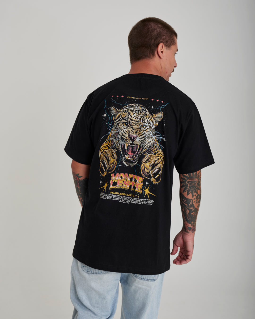 T-Shirt Oversized Printed Fearless - Black
