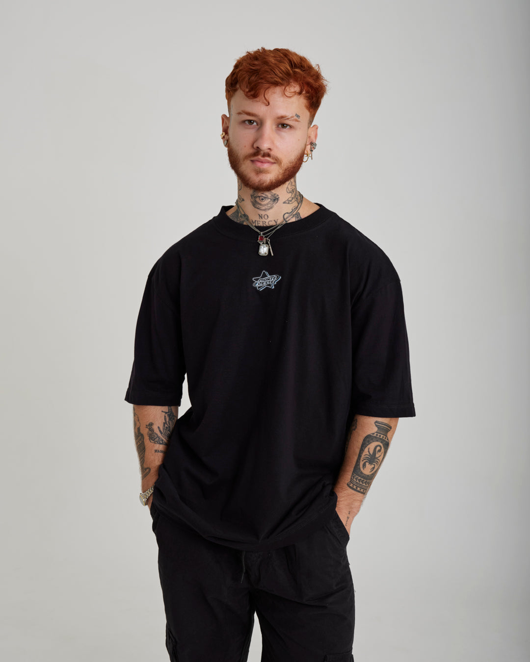 T-Shirt Oversized Printed Star - Black