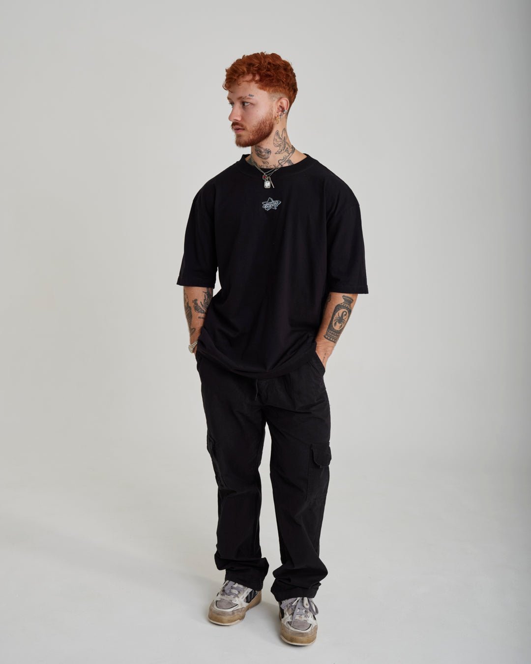 T-Shirt Oversized Printed Star - Black