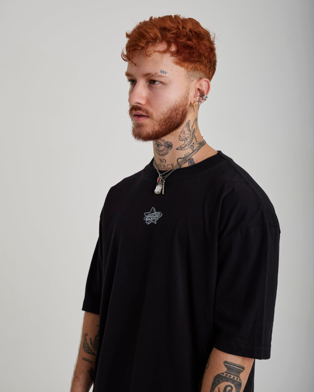 T-Shirt Oversized Printed Star - Black