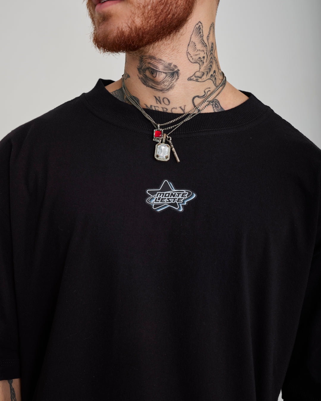 T-Shirt Oversized Printed Star - Black