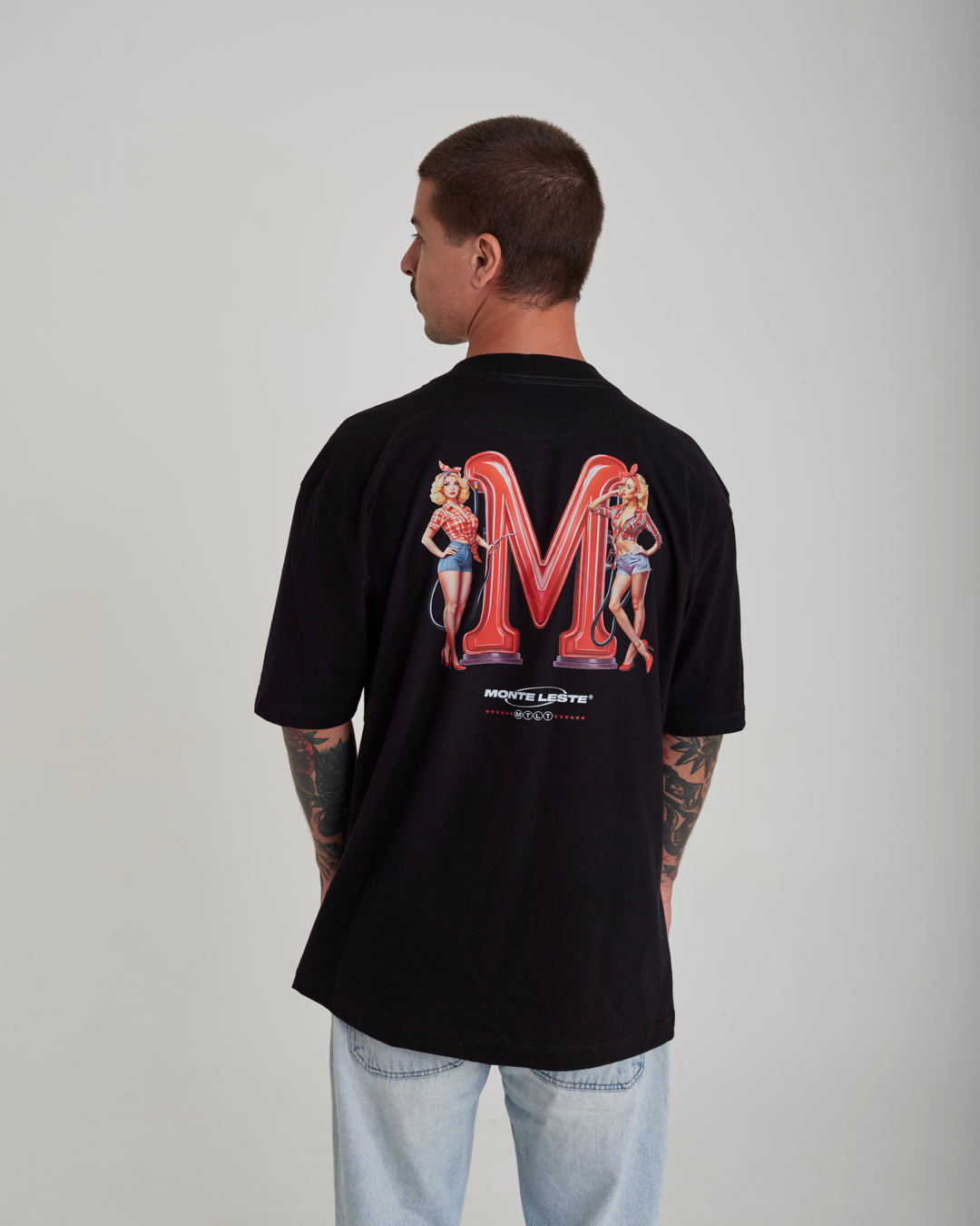 T-Shirt Oversized Printed Oil - Black