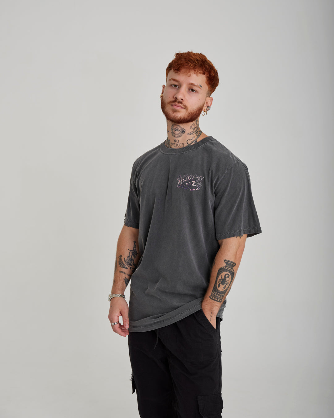 T-Shirt Regular Printed - Butterfly Gray Washed