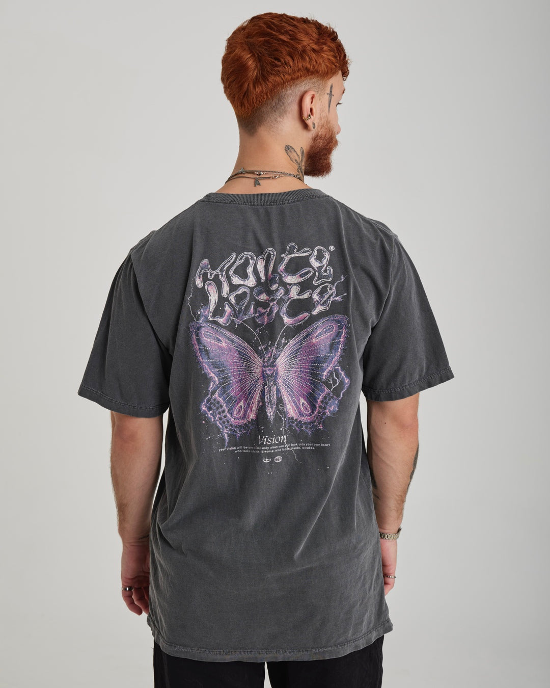 T-Shirt Regular Printed - Butterfly Gray Washed