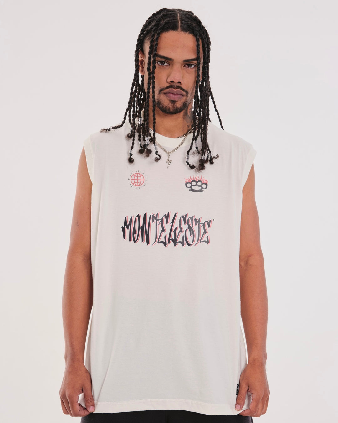 Tank Top Oversized Printed - 30 Off White