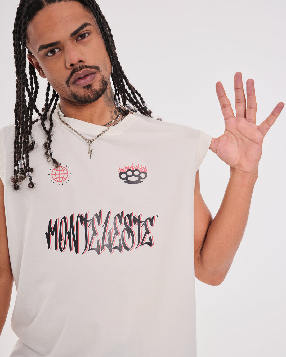 Tank Top Oversized Printed - 30 Off White