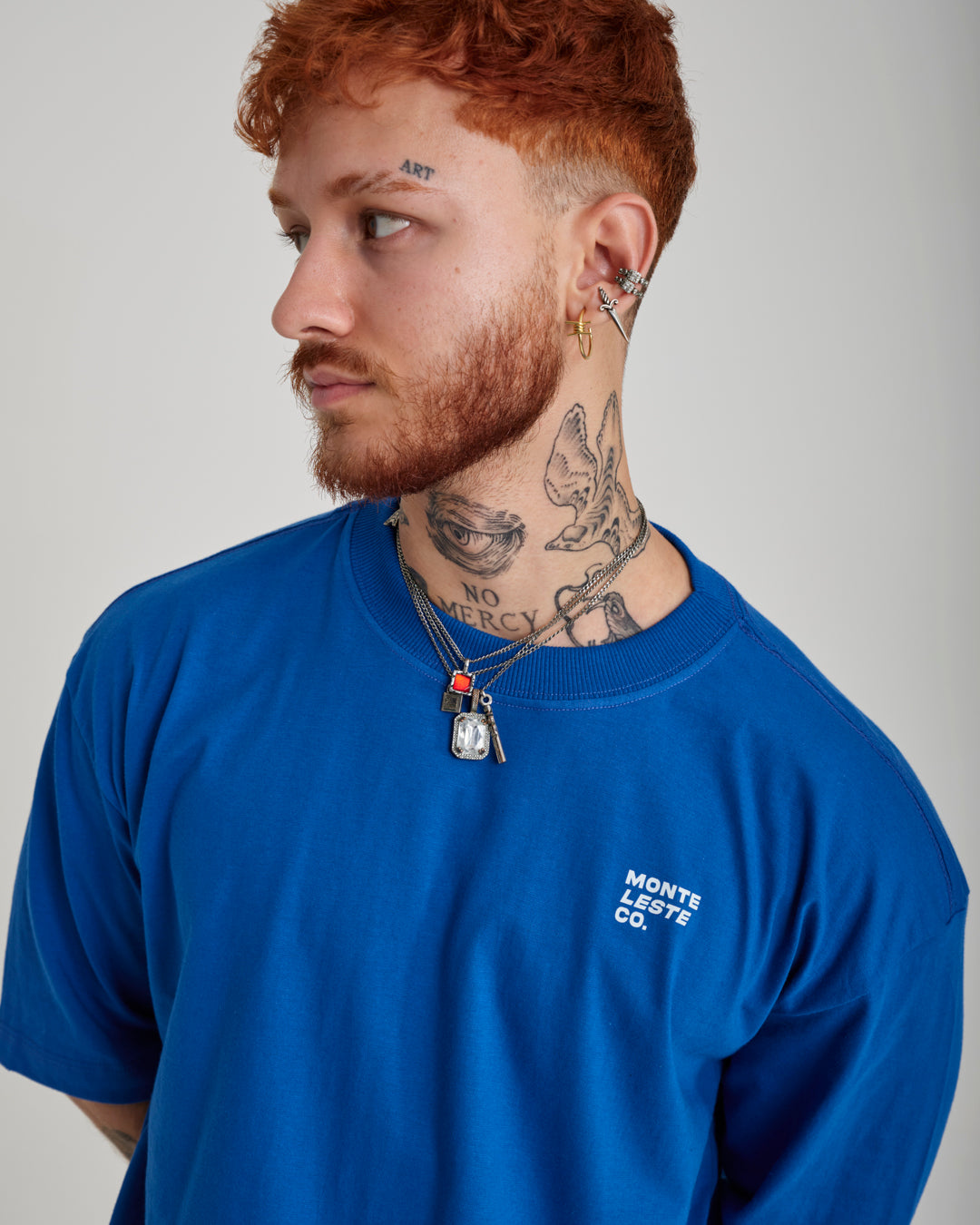 T-Shirt Oversized Printed Company - Blue Royal