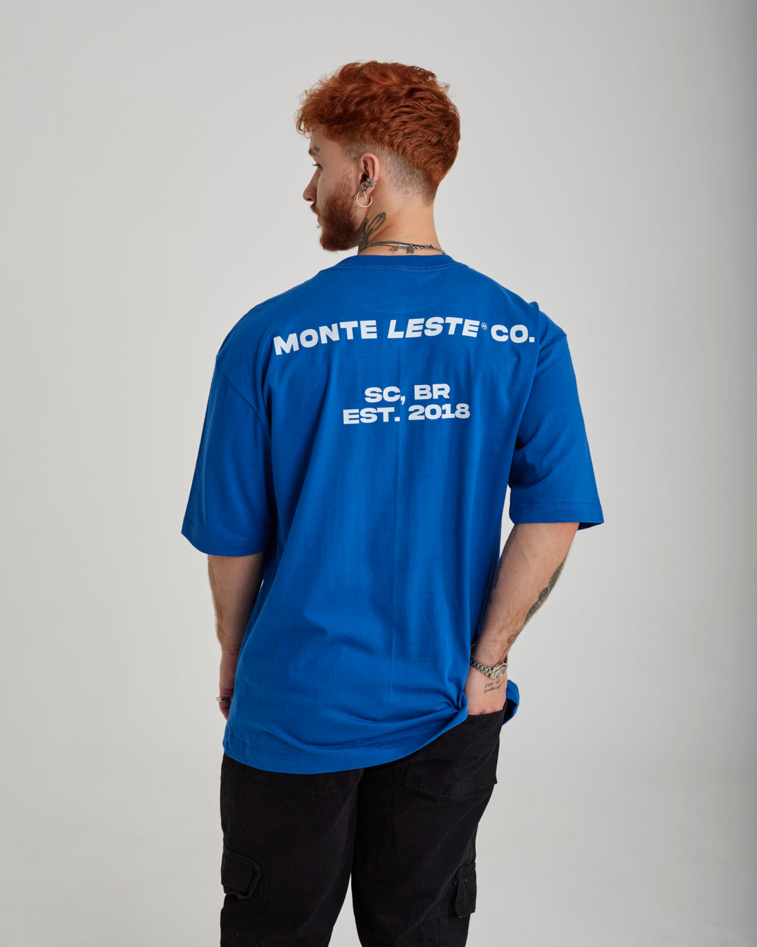 T-Shirt Oversized Printed Company - Blue Royal
