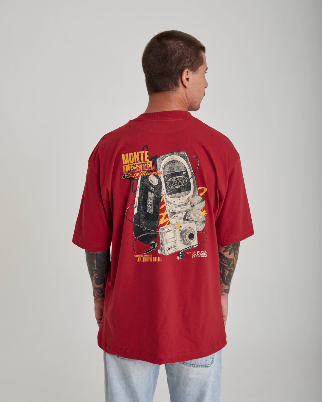 T-Shirt Oversized Printed Memories - Red