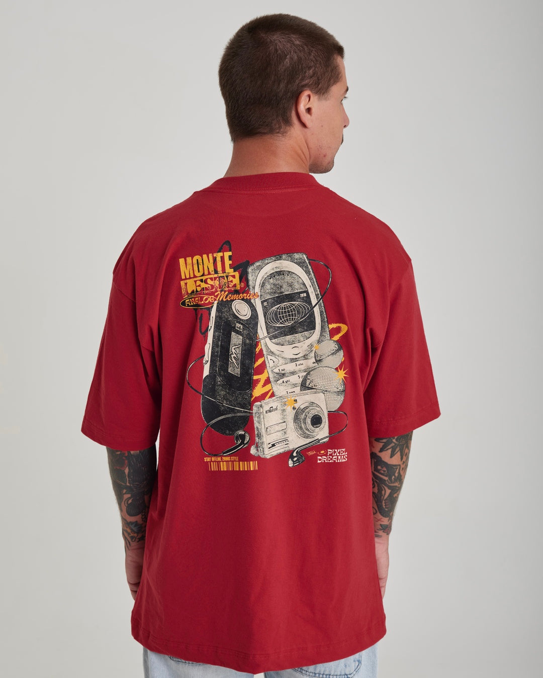 T-Shirt Oversized Printed Memories - Red