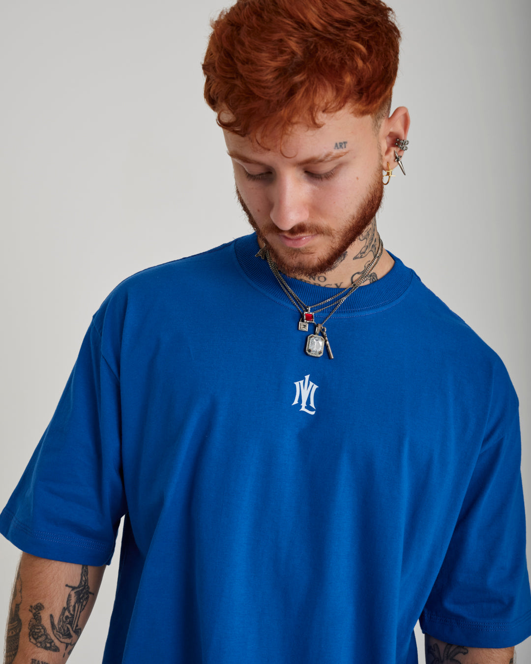 T-Shirt Oversized Printed ML - Blue Royal