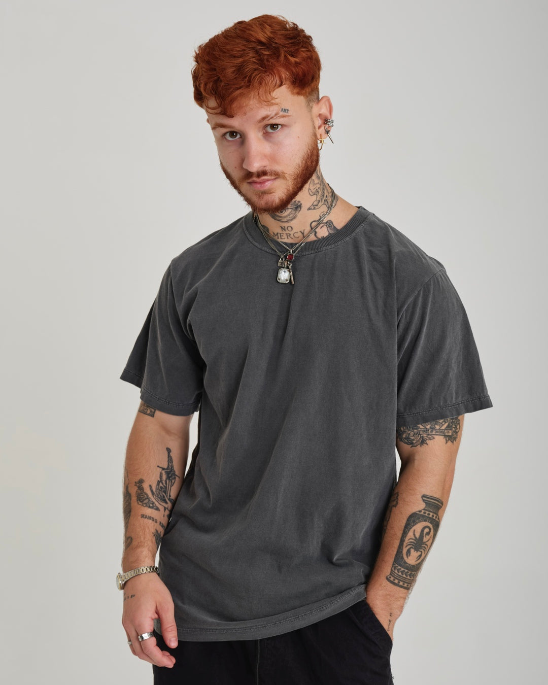 T-Shirt Regular Plain - Gray Washed