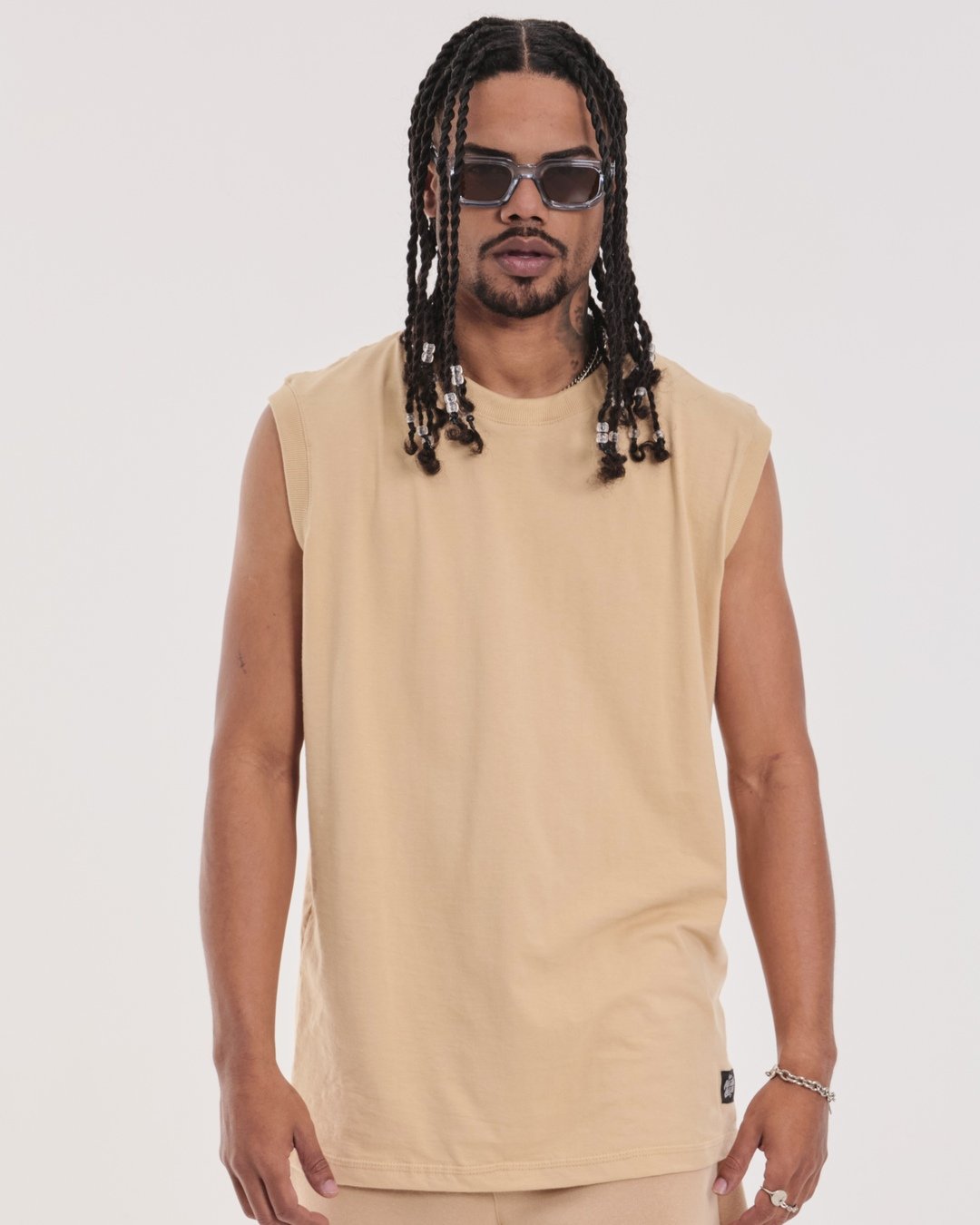 Tank Top Oversized Plain - Sand