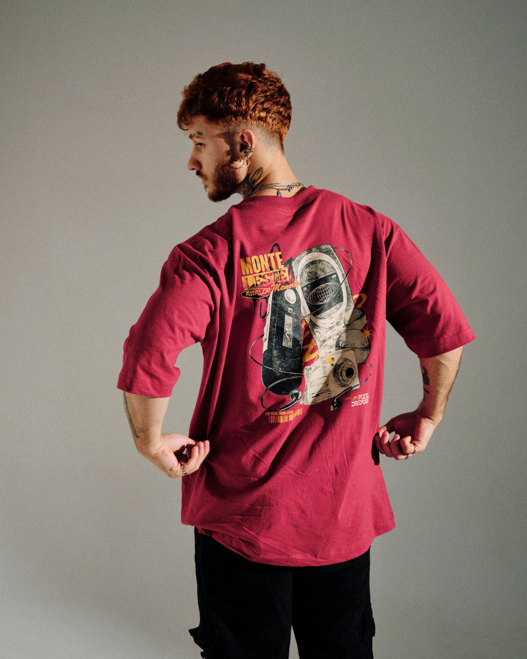 T-Shirt Oversized Printed Memories - Red