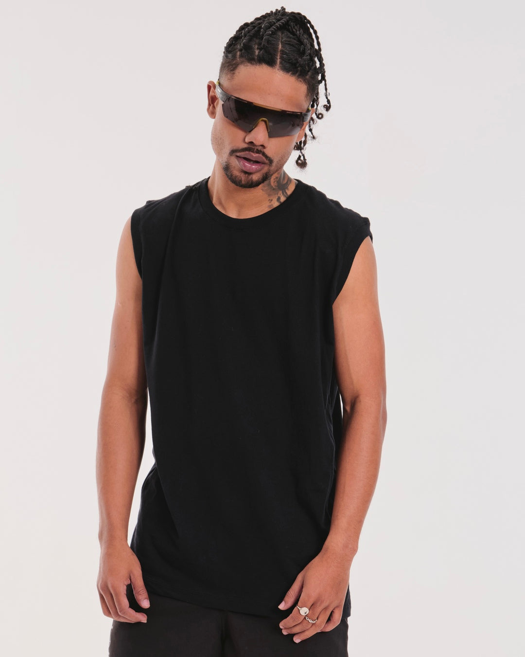 Tank Top Oversized Plain - Black