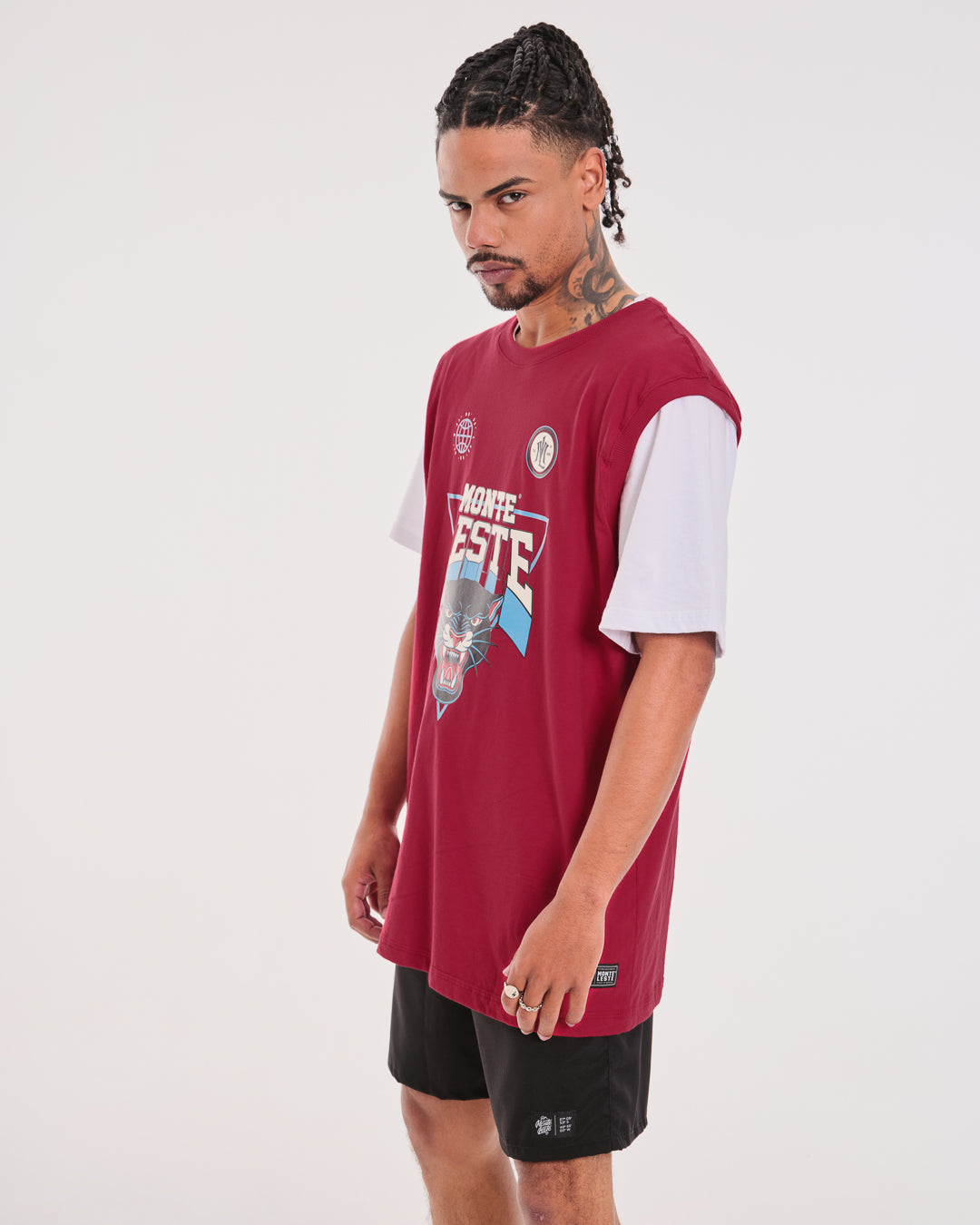 Tank Top Oversized Printed - 23 Red