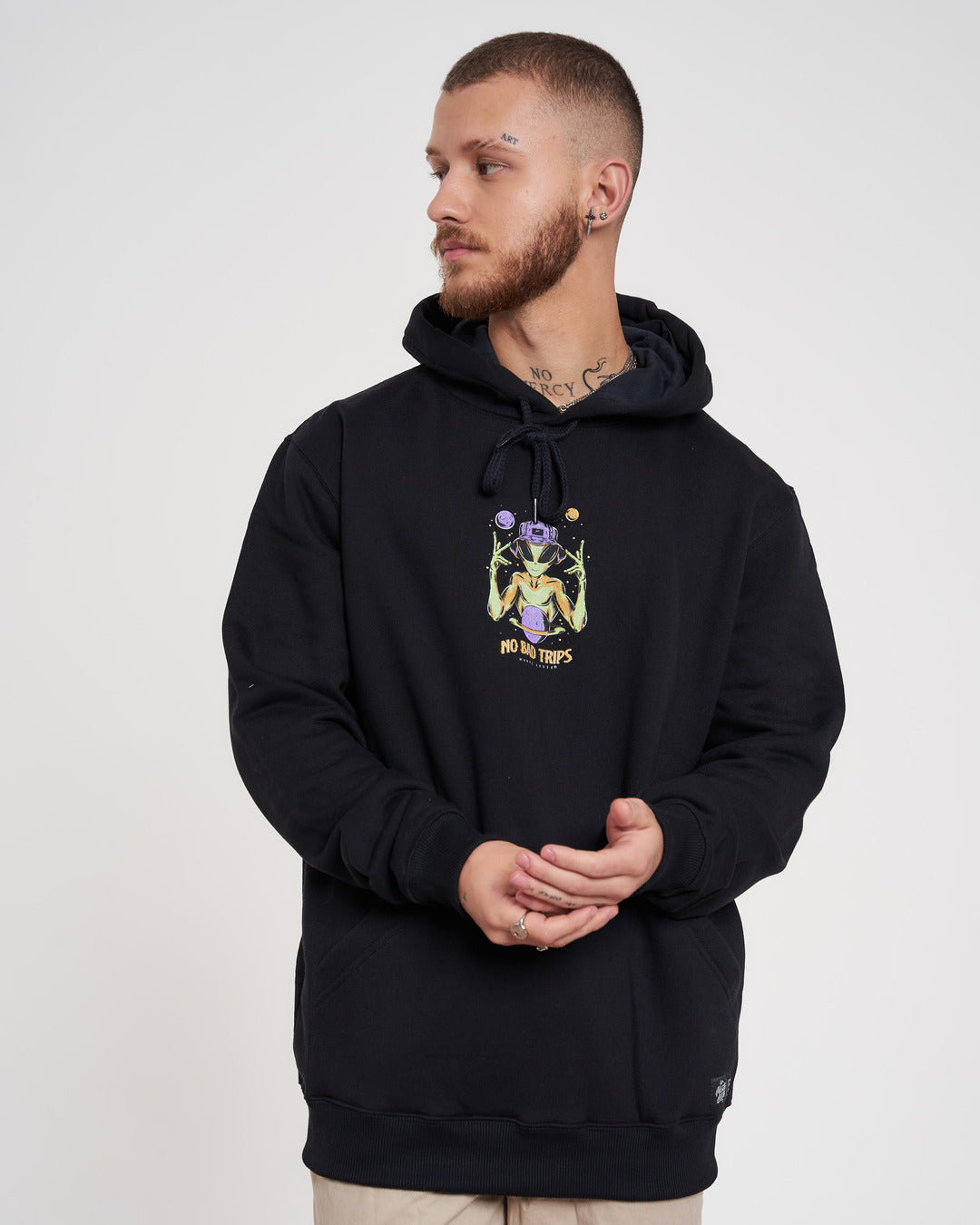 Sweatshirt Kangaroo Hooded - Alien Black