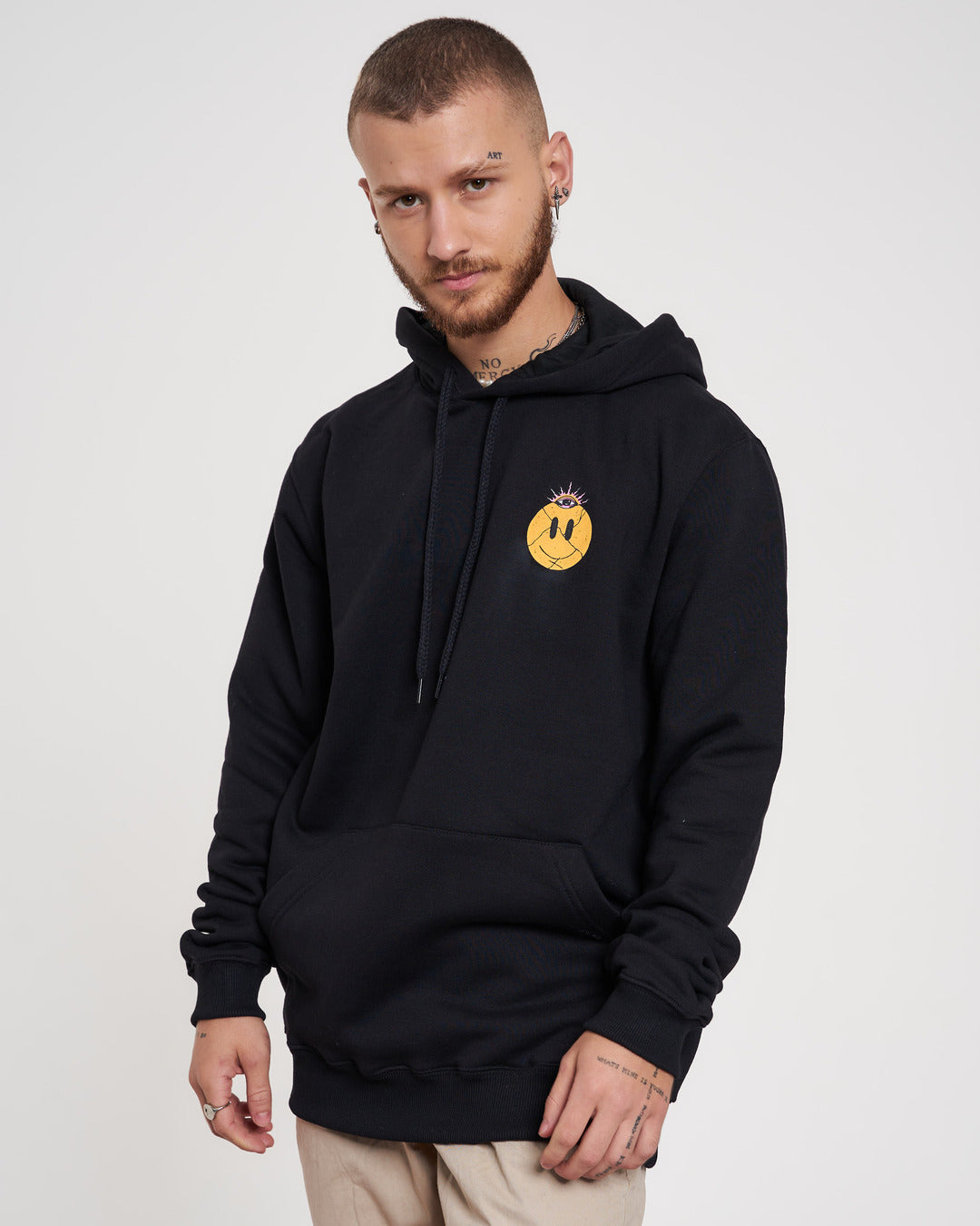 Sweatshirt Kangaroo Hooded - Feelings Black